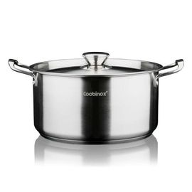 Coobinox® Baron Full Stainless Steel Large Stockpot 26cm(CO-12-05) Deep Casserole 3-Ply Capsule Base Induction Compatible High Capacity for bone broth.